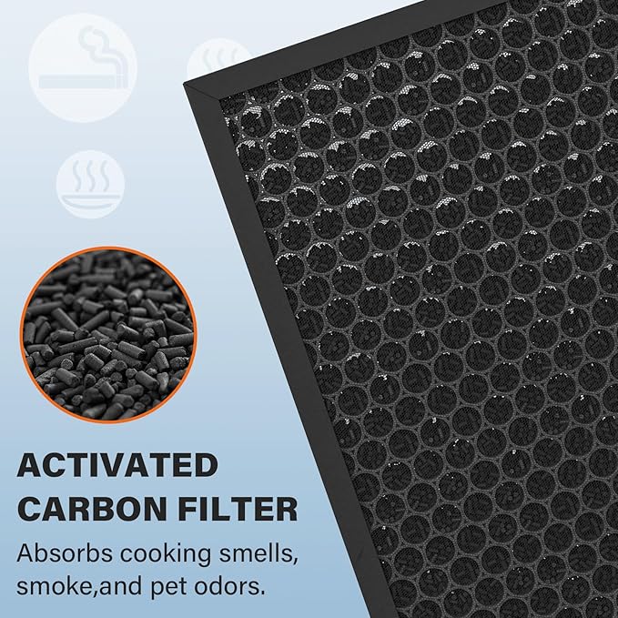 Air400 Replacement Filter for Bissell Air400, 1 H13 True HEPA and 1 Activated Carbon Pack with 4 Pre-Filter, Compared to Part #2521,2520,3365