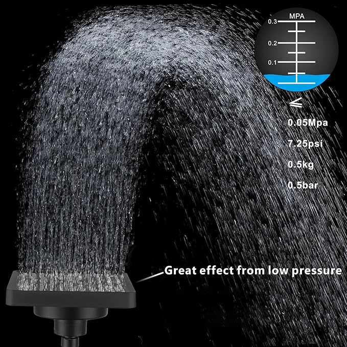 High Pressure Rain Shower Head with Filtered - 6" Square Showerhead Filter for Remove Chlorine and Harmful Substances, Improve Hair and Skin Problems, Matte Black