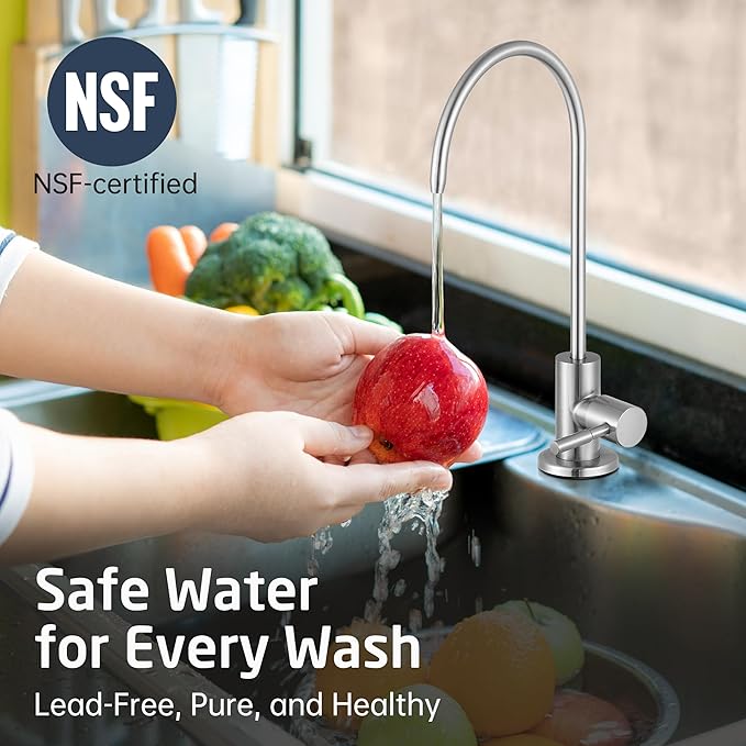 KES Drinking Water Faucet, Water Filter Reverse Osmosis Faucet for Kitchen Sink RO Faucets for Reverse Osmosis Systems 18/8 Stainless Steel Brushed Finish, Z504CLFF18-BS