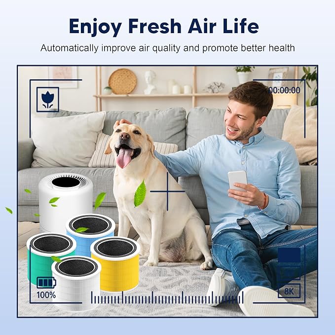 Core 200S Toxin Absorber Replacement Filter Compatible with LEVOIT Core 200S and LEVOIT Core 200S Smart WiFi Air Purifier,3-in-1 H13 True HEPA Activated Carbon Filter, Core 200S-RF, Green, 4 Pack