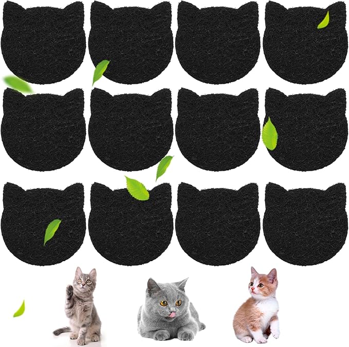 12 Pack Cat Litter Box Filter, Universal Activated Charcoal Filter for Most Cat Litter Boxes and Pans, Stick On Activated Carbon Filter, Litter Robot Filter to Absorbe Odor