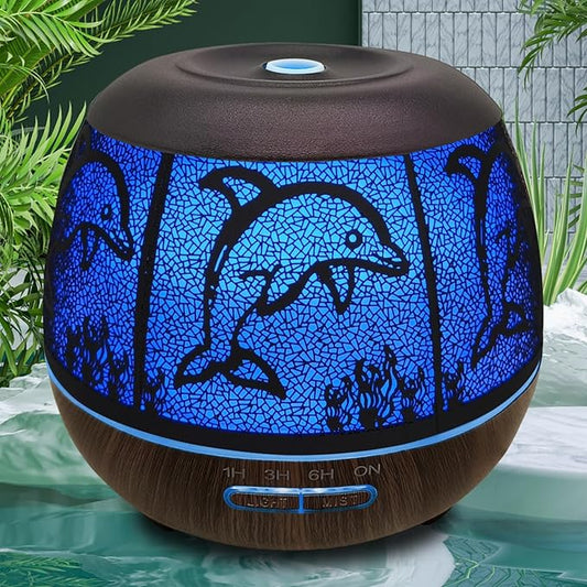 Essential Oil Diffuser for Home,500ML Aromatherapy Diffusers for Essential Oils Large Room with Cool Mist Humidifiers for Bedroom,7 Colors Changed & 3 Mist Mode Automatic Shut-Off - Dolphin