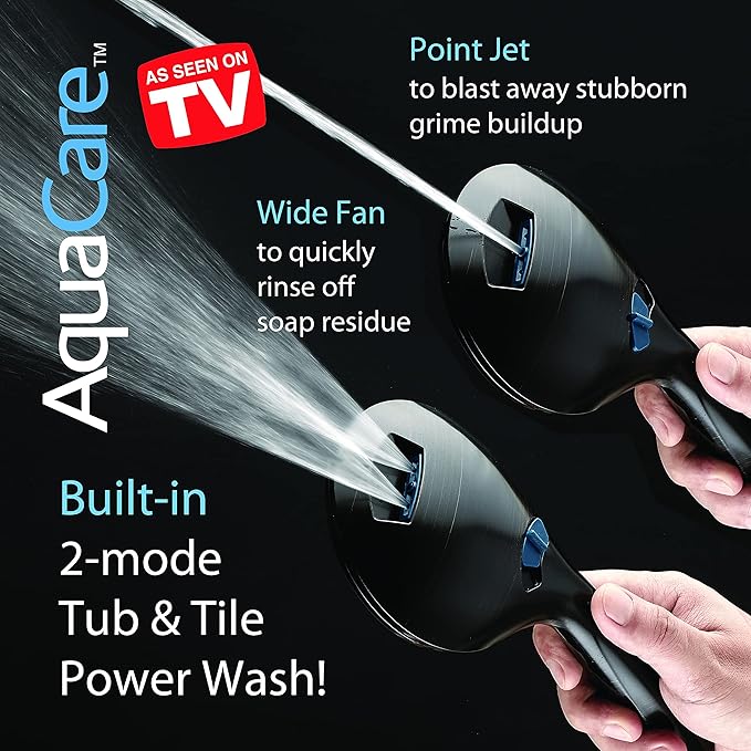 Hotel Spa AquaCare As-Seen-On-TV High Pressure 50-mode Rain & Handheld 3-way Shower Head Combo - Anti-clog Nozzles/Tub, Tile & Pet Power Wash/Extra Long 6 ft. Stainless Steel Hose/ORB Bronze Finish