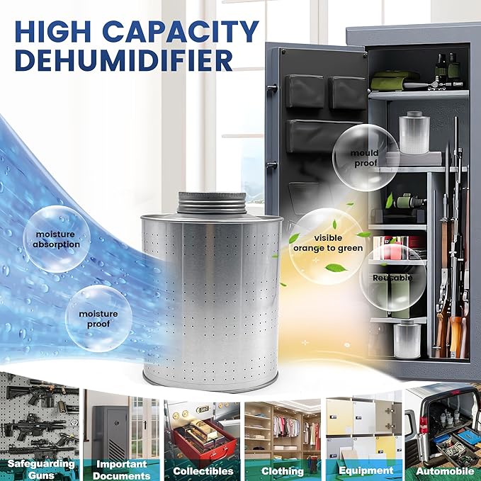 900 Gram Dehumidifiers for Home, Rechargeable Gun Safe Dehumidifier, Gun Safe Accessories 2 LBS Dehumidifier for Basement, Closet, Garage, Safe, Car, Moisture Absorbers Desiccants