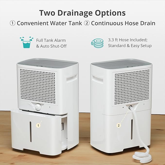 Kesnos 5,000 Sq. Ft. Most Efficient Energy Star 2025 Dehumidifier for Home, 80 Pints Dehumidifier with Drain Hose for Basement, Bedroom, Bathroom, Room, Featuring Front Display, 24H Timer Function