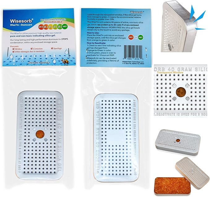 40 Gram Pack of 3 Silica Gel Canister, Gun Safe Dehumidifiers (Orange to Green), Reusable Desiccant Moisture Absorber for Car, Closet