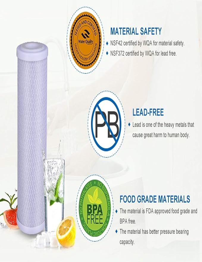 CFS – 4 Pack Activated Carbon Block Water Filter Cartridges Compatible with WHKF-DWH Models – Remove Bad Taste and Odor – Whole House Replacement Filter Cartridge – 10" Universal Filter Cartridge