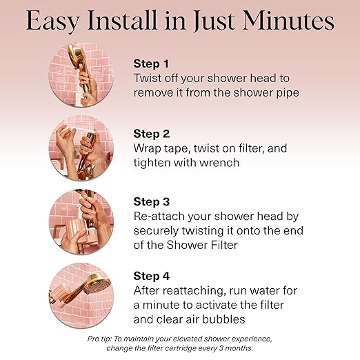 Kitsch Shower Head Filter For Hard Water – Water Softener & Removes Heavy Metals – Shower Filter for Softer Skin & Hair, Bathroom Accessories - Black