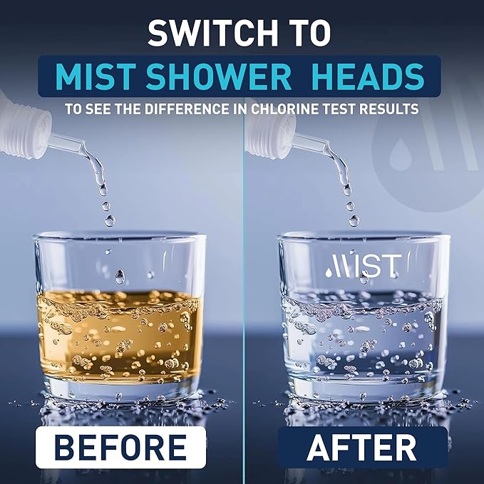 Mist Filtered Shower Head Filter for Hard Water with 5-mode High Pressure Water, Revitalizing 15 Stage Filtration Shower Water Softener Shower Head