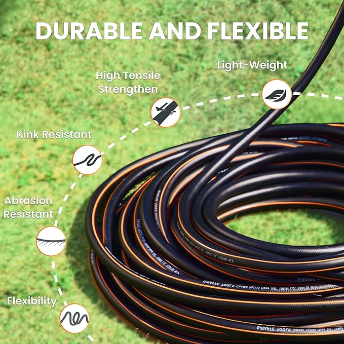 Giraffe Tools Garden Leader Hose 10ft x 5/8", Short Water Hose Heavy Duty, Flexible, Lightweight Hybrid Hose with Swivel Handle, Male to Female Fittings, Burst 600 PSI
