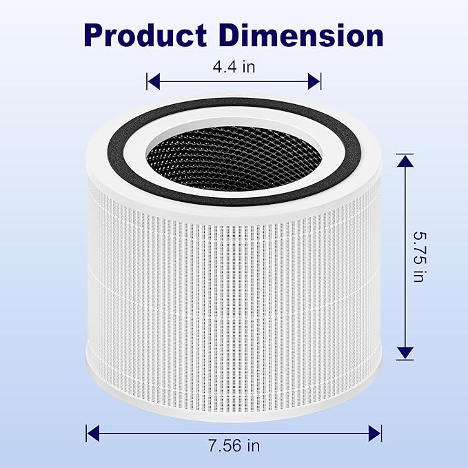 240 True HEPA Replacement Filter 14 Compatible with Puroair 240 Air Purifier, 3-in-1 High-Efficiency HP-14 True HEPA with Activated Carbon Filter, 4 Pack, White