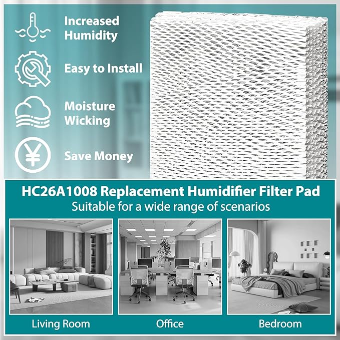 HASMX Humidifier Wick Filter Water Pad for Honeywell and Aprilaire A35W A-35W Furnace Humidifiers HE260A, HE260B, HE265A, HE265B, ME360, HE360 A/B, HE365 A/B, HC26E1004 Aprilaire 350 360 600 700 760