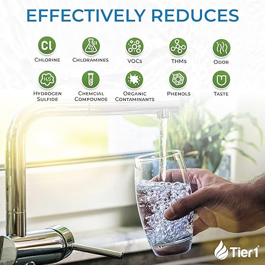 Tier1 Whole House Chloramine Filter | 600,000 Gallon Capacity, 5-6 Year Life | Pre-Filled Carbon Tank with 1 Cubic Foot of Premium Catalytic Granular Activated Carbon | Home Water Filtration System