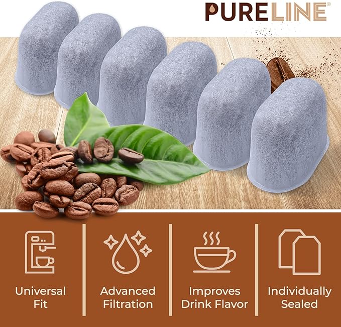 12-Pack Breville Water Filter BWF100 Replacement by Pureline, Compatible with Breville Espresso Machine