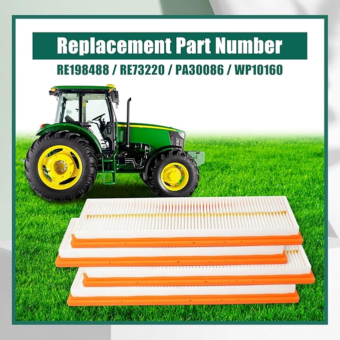 YUXIVCNE 4Pcs RE198488 Cabin Filter Compatible with John Deere Tractor 5525 5320 5325 5420 5425 5520 5525 5603 5625 5725 6100D 6110D 6115D 6125D 6130D 6140D 6403 6603 Replace RE73220 PA30086 WP10160