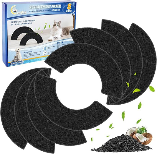 8-Pack Carbon Filters for Litter-Robot 4, Litter Box Filters Replacement Accessories, Activated Carbon Eliminate Odor, Controls Moisture on Pet's Body and Keep Home Fresh
