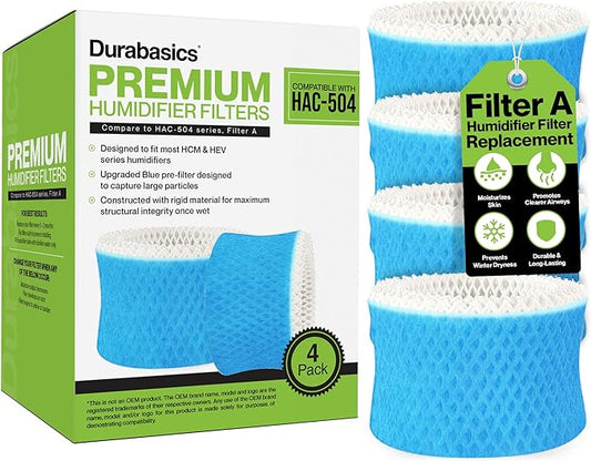Durabasics 4 Pack of Premium Humidifier Filters Compatible with Honeywell Humidifier Filters HAC-504, HAC-504AW & Honeywell Filter A | Replacement for HCM 350 Filters & Cool Mist Humidifiers