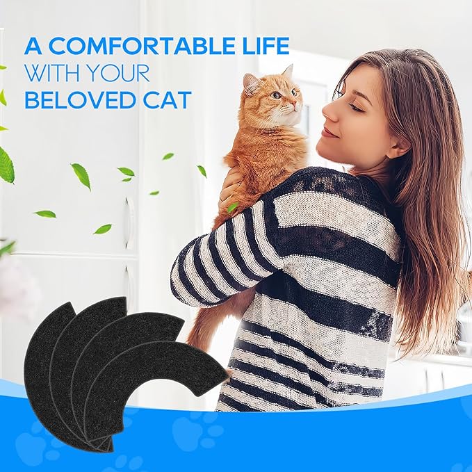 8-Pack Carbon Filters for Litter-Robot 4, Litter Box Filters Replacement Accessories, Activated Carbon Eliminate Odor, Controls Moisture on Pet's Body and Keep Home Fresh
