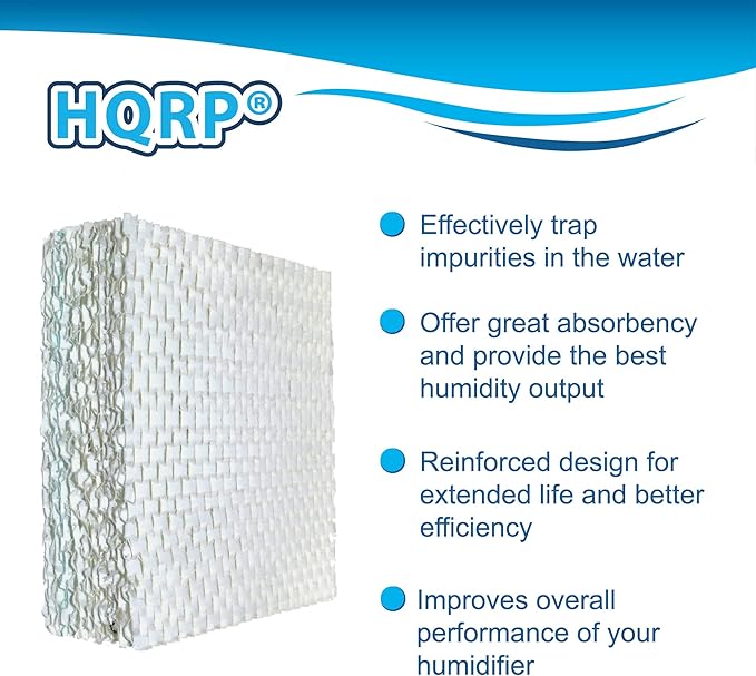 HQRP 2-Pack Wick Filter Replacement Compatible with Bemis Essick Air AIRCARE SS390DWHT, 826000, 826800, 826600, 826900, 821000, 821001, 831000 Evaporative Humidifiers
