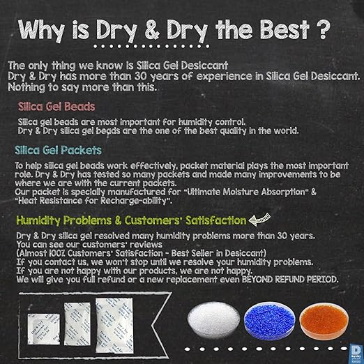 Dry & Dry 5 Gram [120 Packets] Premium Pure & Safe Orange Indicating Silica Gel Packets Desiccant Dehumidifiers - Food Safe Silica Packets Silica Gel Moisture Absorbers