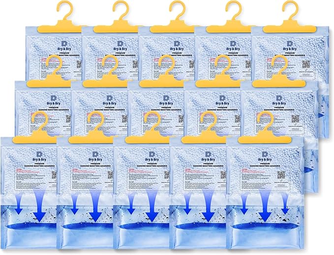 Dry & Dry 15 Packs [Net 7 Oz/Pack] Moisture Absorbers for Home, Basement & Bedroom - Small Dehumidifiers