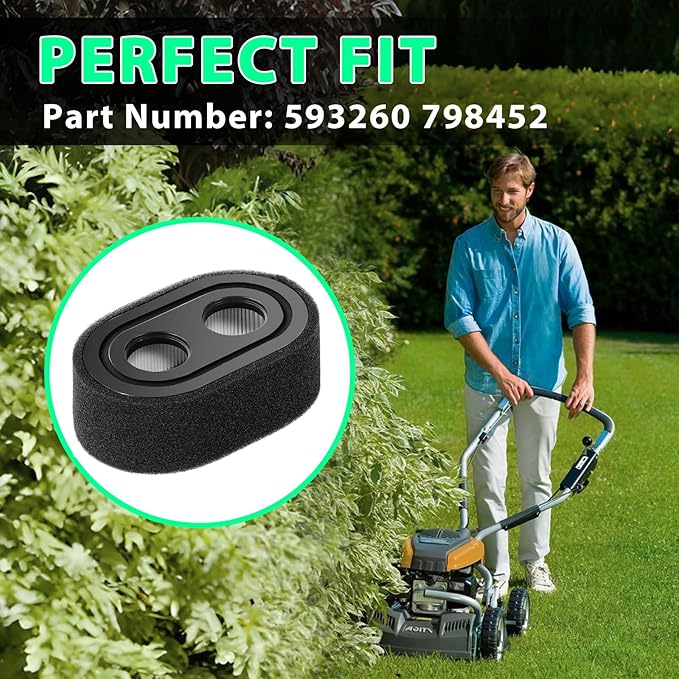 593260 Air Filter, 798452 334404 Lawn Mower Air Filter for Briggs and Stratton 550ex 675exi 725exi Series, for Troy Bilt TB110 TB200 TB230 Lawnmower and More(6 Pack)