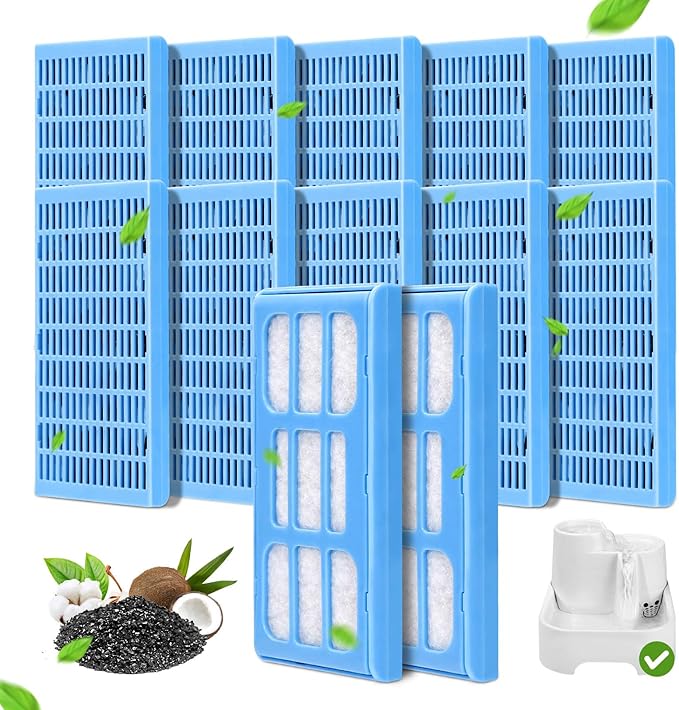 Cat Water Fountain Filter, 12 Pack Replacement Filter for 2L/ 70 fl. oz. Pet Water Fountain, Activated Carbon Filter for Large Fresh Water Drinking Fountain Dispenser Triple Action Filter for Dog/Cat