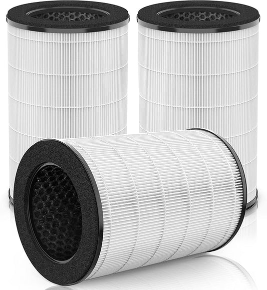 AP-T40FL Replacement Filter Compatible with1461901 HoMedics Air Pu-rifier Filter Replacement AP-T40 AP-T40WT AP-T45 AP-T45WT AP-T40WTAR w/Premium H13 True HEPA and Efficient Activated Carbon, 3-Pack