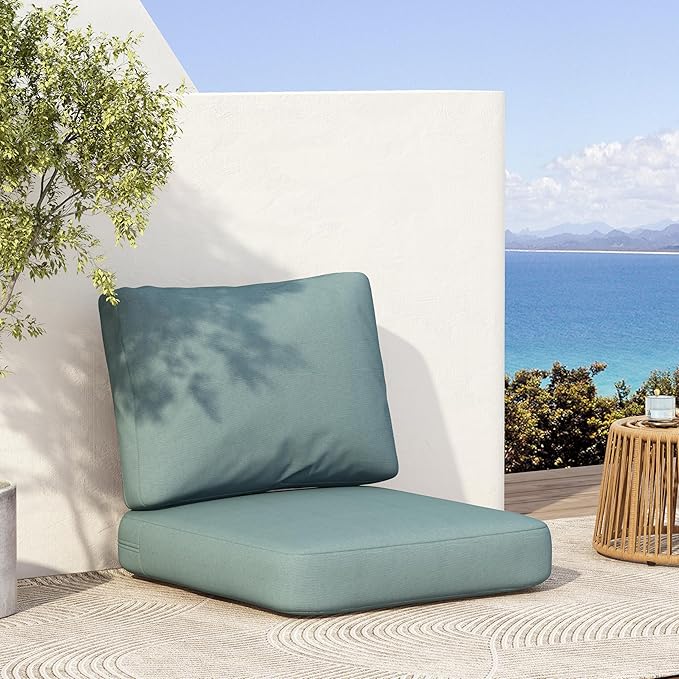 GDFStudio Outdoor Club Chair Cushion Set,5" Thick Water-Repellent Seat & Back Cushions,UV-Resistant Fabric,All-Weather Comfort Pads for Patio,Deck,Garden,Backyard Seating,Teal