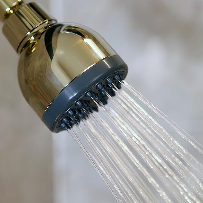 Aqua Elegante Low Water Pressure Shower Heads - Best High Pressure Boosting Wall Mount Showerhead - Indoor And Outdoor Modern Bath Spa Head, 2.5 GPM - Polished Brass