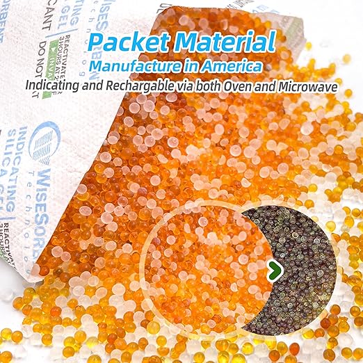 3Pcs 100g Rechargeable Desiccant Packs, Indicating Silica Gel Packets, Moisture Absorbers for Storage, Gun Safe Dehumidifiers
