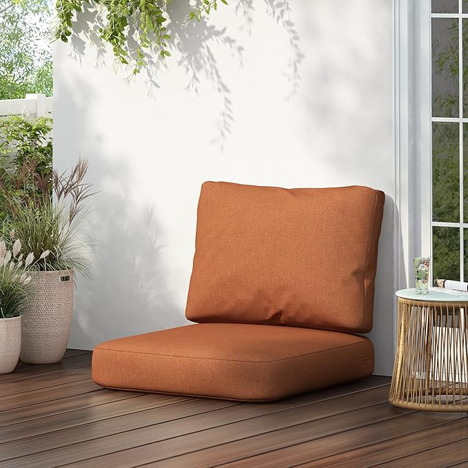 GDFStudio Outdoor Club Chair Cushion Set,5" Thick Water-Repellent Seat & Back Cushions,UV-Resistant Fabric,All-Weather Comfort Pads for Patio,Deck,Garden,Backyard Seating,Orange