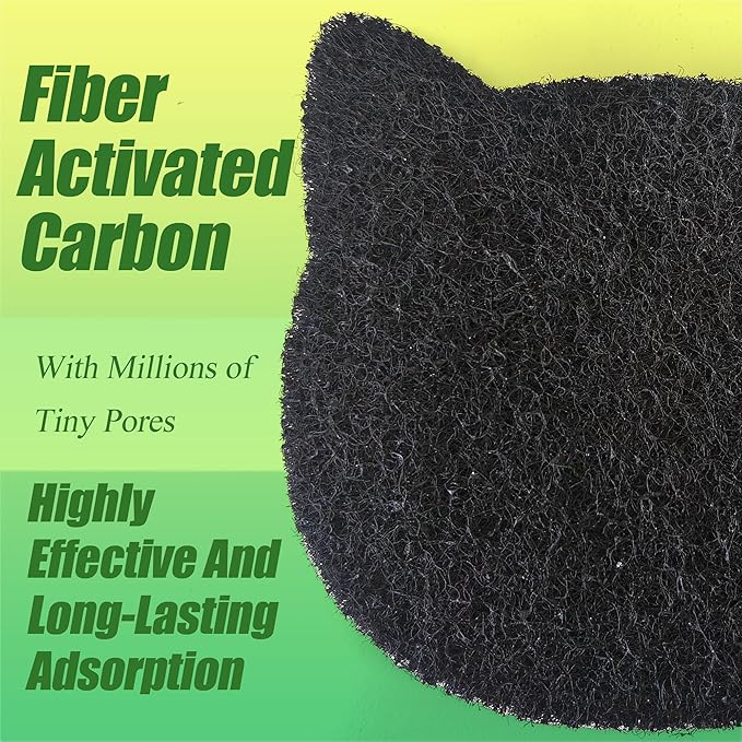 Cat Litter Box Stick-on Activated Charcoal Filters Compatible with Most Cat Litter Box, Universal Activated Carbon Filters to Absorb Odors and Control Damp for Keep Home Fresh (6 Pack)