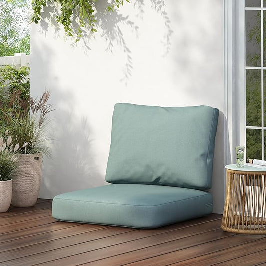 GDFStudio Outdoor Club Chair Cushion Set,5" Thick Water-Repellent Seat & Back Cushions,UV-Resistant Fabric,All-Weather Comfort Pads for Patio,Deck,Garden,Backyard Seating,Teal