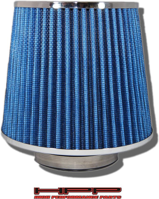 Cold Air Intake Blue 3" / 76 mm Inlet Reusable Quality Universal Clamp On Cone Replacement Dry Air Filter