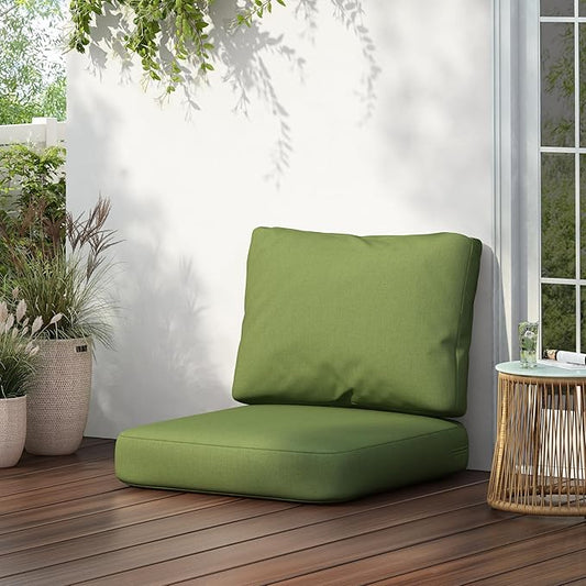 GDFStudio Outdoor Club Chair Cushion Set,5" Thick Water-Repellent Seat & Back Cushions,UV-Resistant Fabric,All-Weather Comfort Pads for Patio,Deck,Garden,Backyard Seating,Green