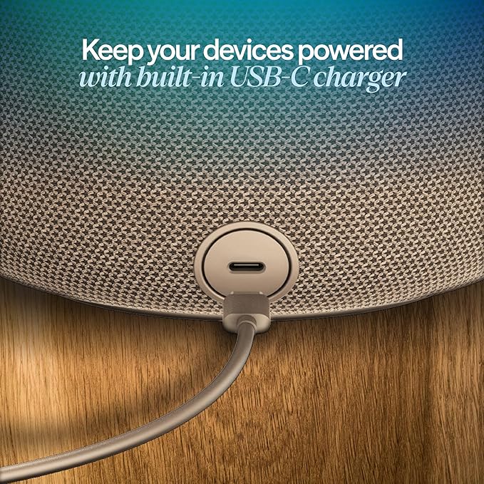 BLUEAIR Purifier for Bedroom - Mini Restful - Sunrise Clock with HEPASilent Filtration and Wake Up Light - Cleans Air and Supports Circadian Rhythm - USB-C and App Connectivity, Beige