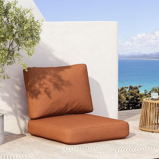 GDFStudio Outdoor Club Chair Cushion Set,5" Thick Water-Repellent Seat & Back Cushions,UV-Resistant Fabric,All-Weather Comfort Pads for Patio,Deck,Garden,Backyard Seating,Orange