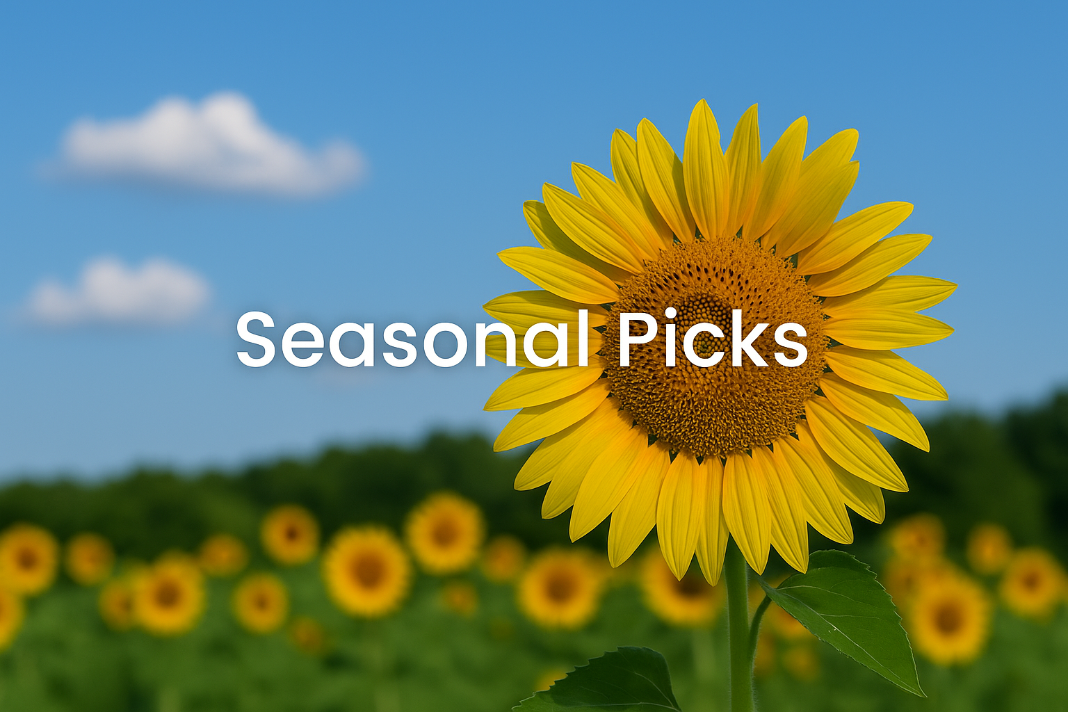 AquaNest Seasonal Picks blog cover with centered white text on a seasonal nature-inspired background